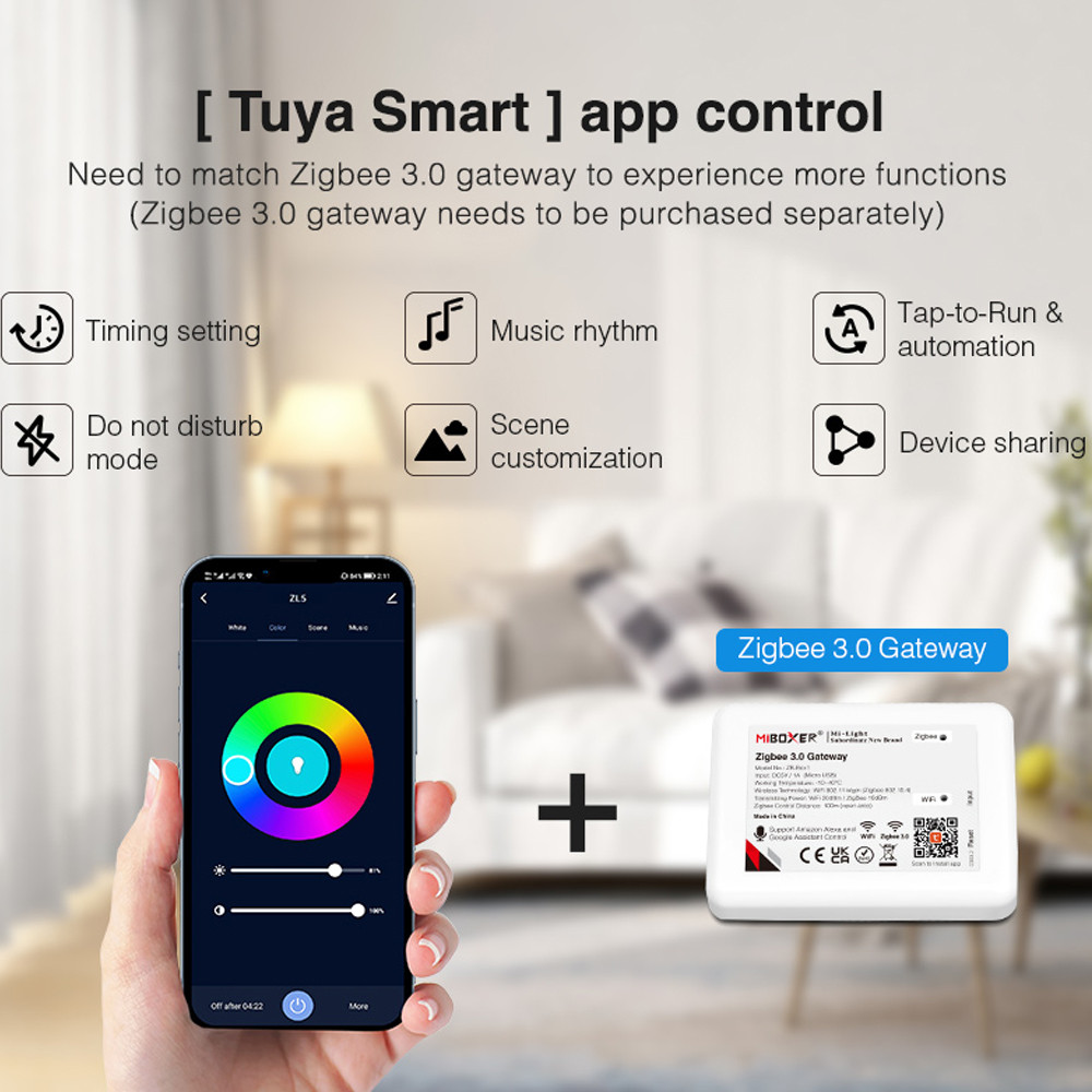 Miboxer ZL5 Zigbee LED Strip Light Controller For Single Color Dual White RGB RGBW RGBCCT With Remo 2