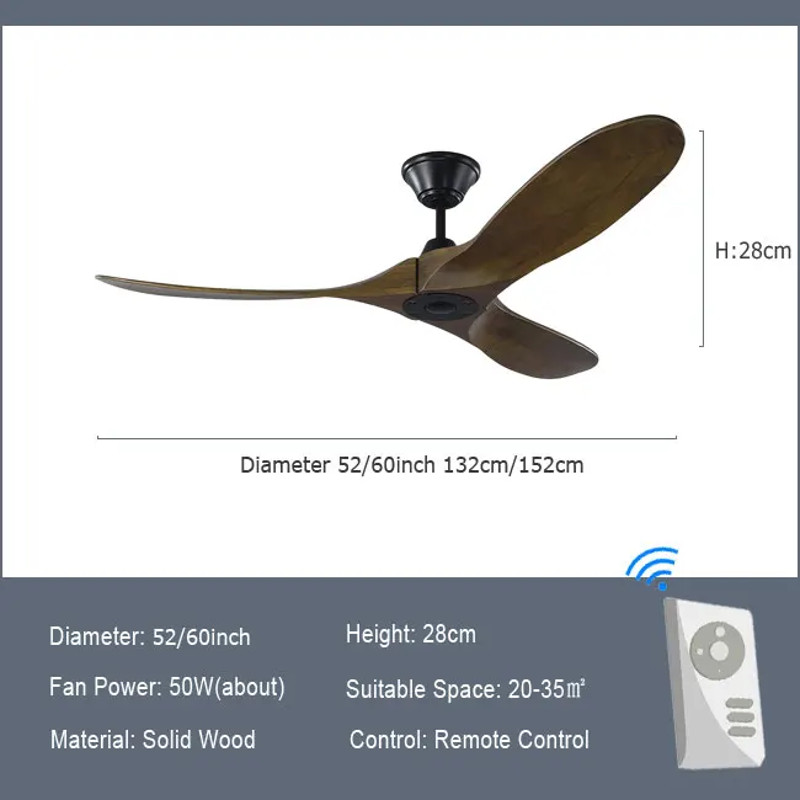 Modern OutdoorIndoor Ceiling Fan With Remote Control Energy DC Motor Solid Wood Blades Silent Sty 4