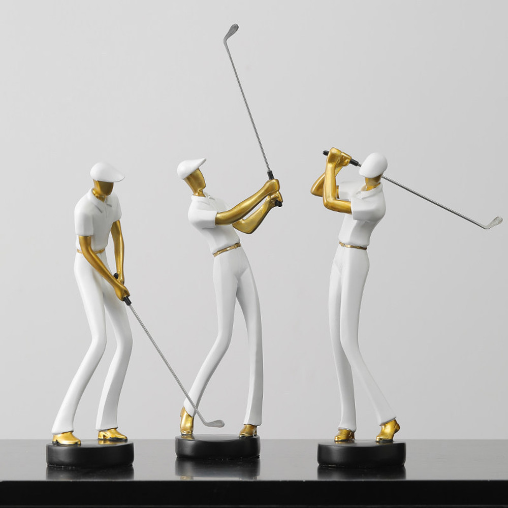 Abstract Creative Golfer Figurines Simple Color Golf Player Model Ornament Sporting Style Decor For 0