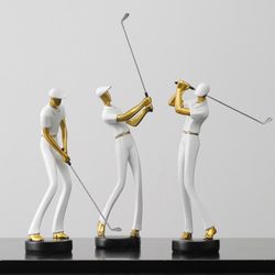 abstract creative golfer figurines, simple color golf player model ornament, sporting style decor for modern home & golf