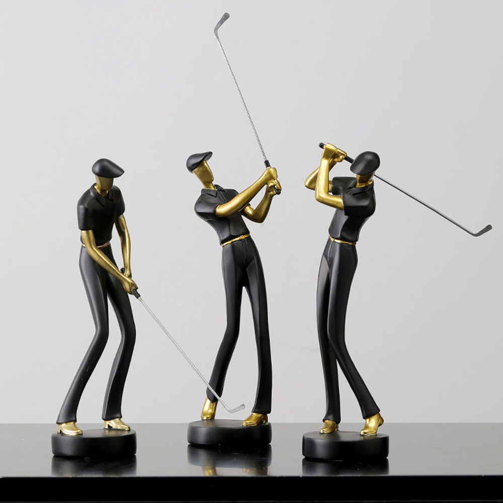 Abstract Creative Golfer Figurines Simple Color Golf Player Model Ornament Sporting Style Decor For 1