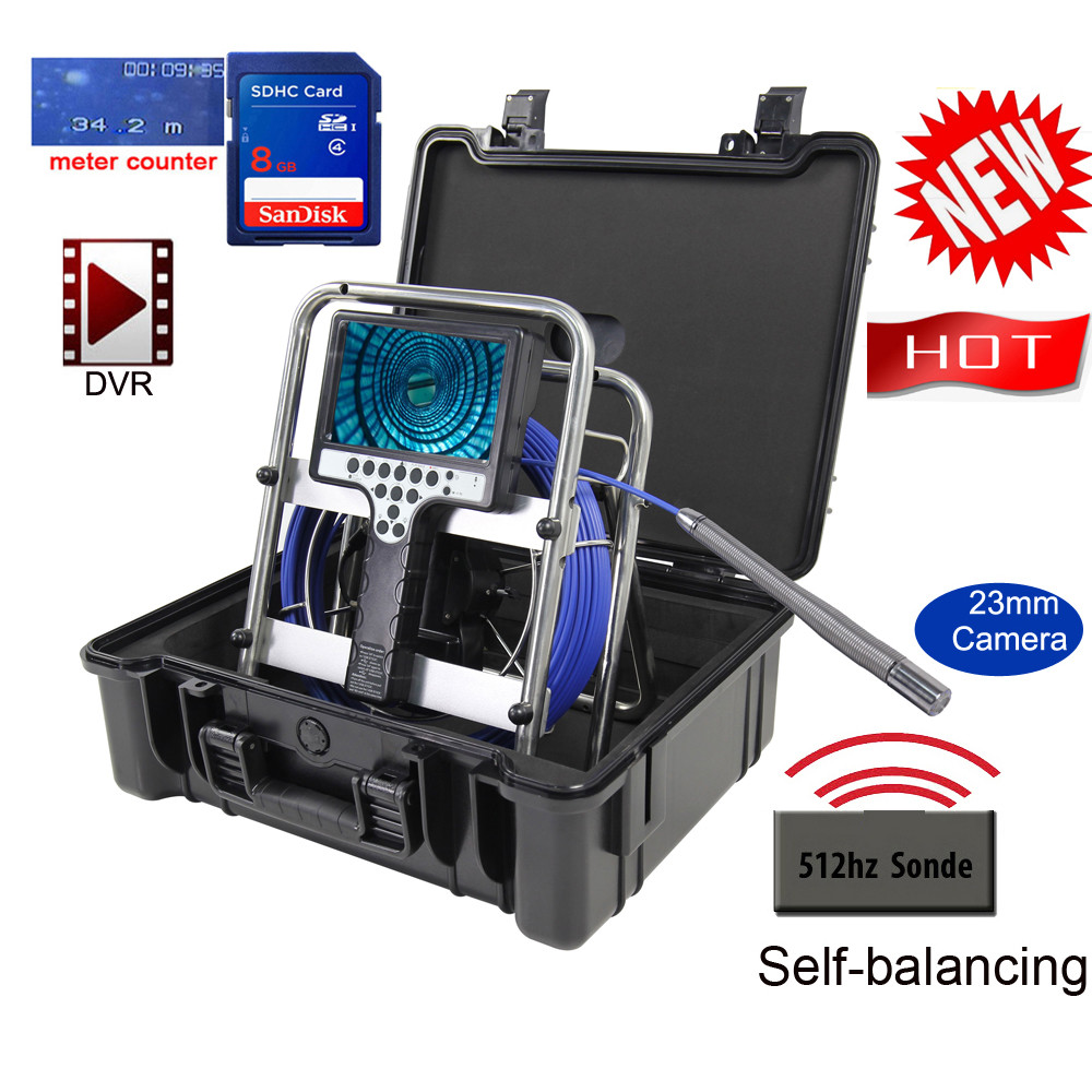 Long Self Leveling Sewer Drain Inspection Camera With Transmitter Sonde DVR Recorder Meter Counter 5