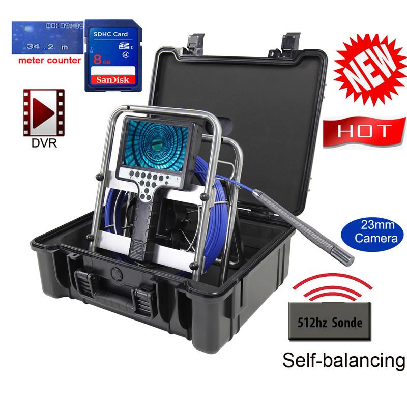 Long Self Leveling Sewer Drain Inspection Camera With Transmitter Sonde DVR Recorder Meter Counter 5