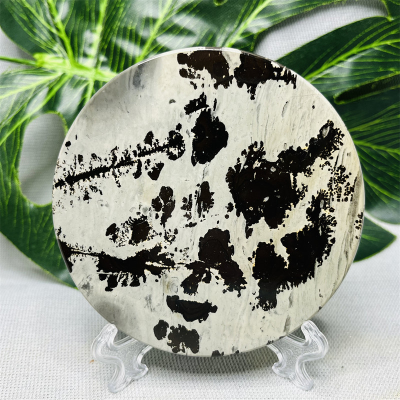 Hand Polished Natural Rock Picture Stone Round Coasters, Abstract Spiritual Healing Witchcraft Decor, Holiday & Home