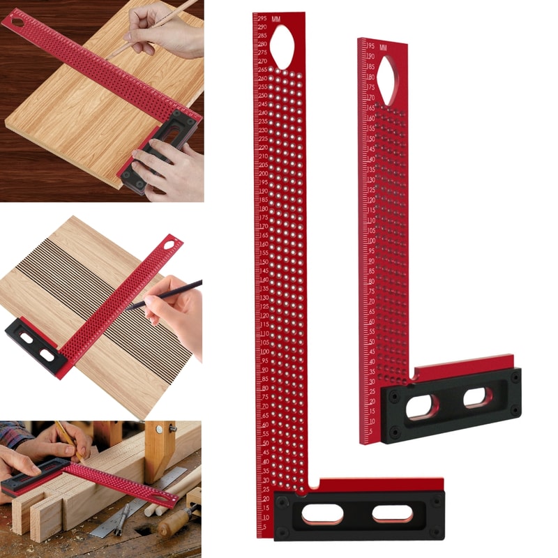 Professional Aluminum Framing Mitre Square, Precision Scriber, and L-Type Hole Ruler Right Angle Protractor