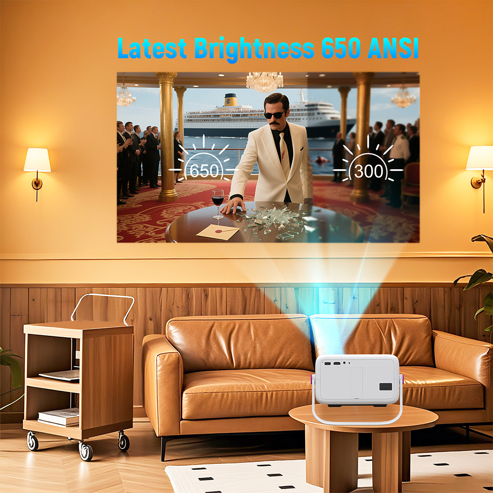 Velec AOSP Portable Projector ANSI Android Full HD LCD Auto Keystone Correction Outdoor Home Theat