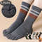 Mens Terry Toe Socks Cotton Striped Thick Soft 5 Finger Socks For SweatAbsorbing Warmth Party Dre 0