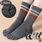Mens Terry Toe Socks Cotton Striped Thick Soft 5 Finger Socks For SweatAbsorbing Warmth Party Dre 0
