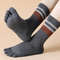 Mens Terry Toe Socks Cotton Striped Thick Soft 5 Finger Socks For SweatAbsorbing Warmth Party Dre 2