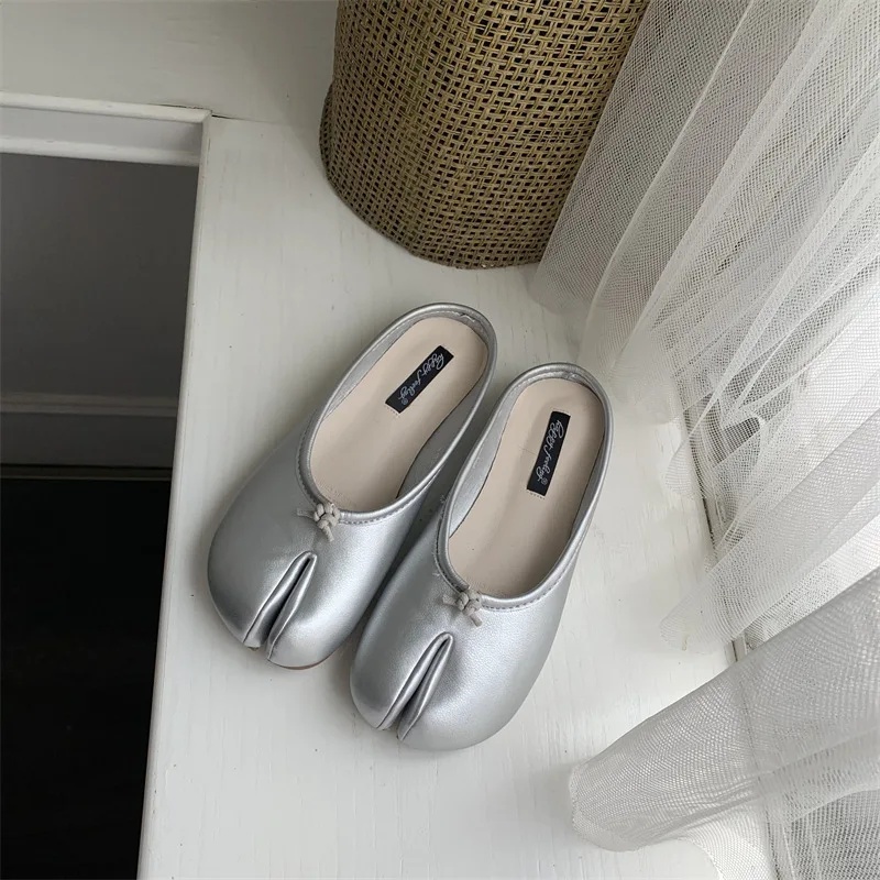 Trendy Womens Pig Hoof Slippers Parted Toe Flat Shoes With NonSlip Rubber Sole For Spring Autumn I 4