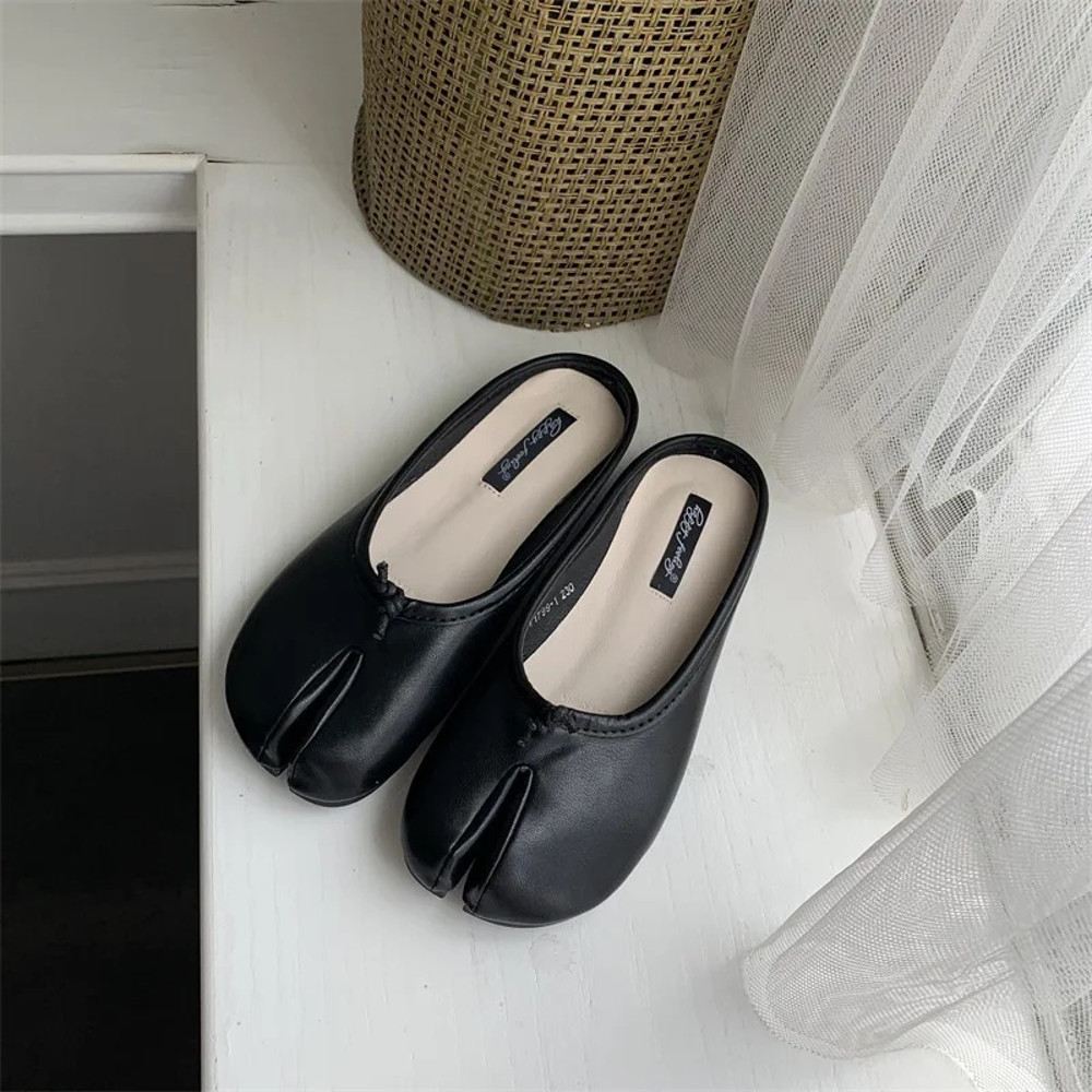 Trendy Womens Pig Hoof Slippers Parted Toe Flat Shoes With NonSlip Rubber Sole For Spring Autumn I 5