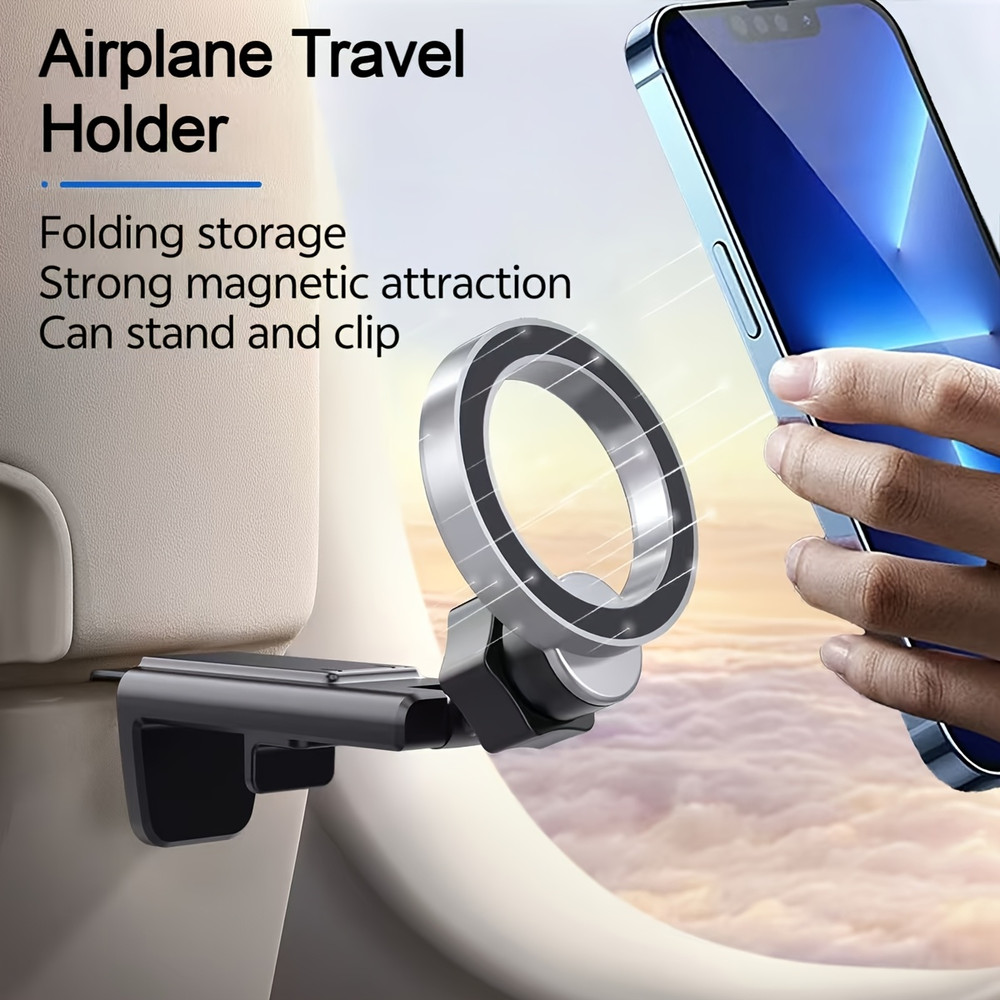 Universal Magnetic Cell Phone Holder, Airplane Travel Essentials Tray Table Phone Mount & Adjustable Desktop Holder