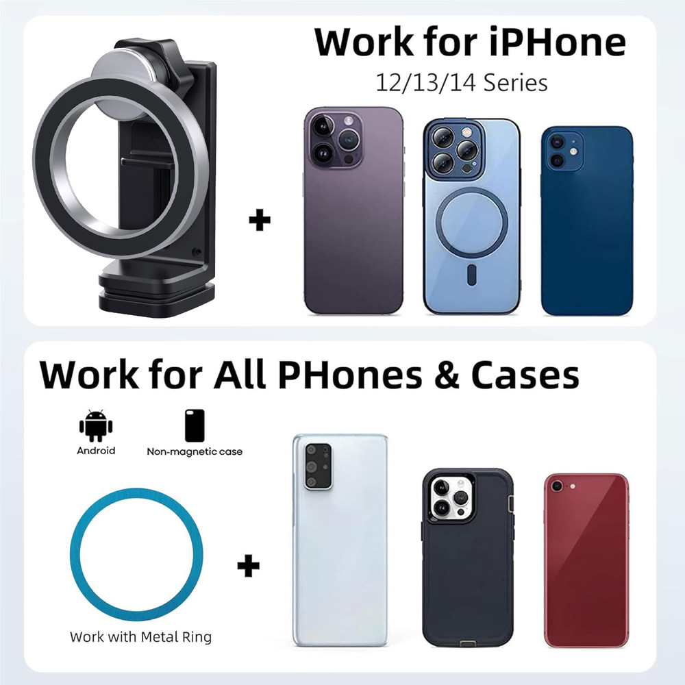 Universal Magnetic Cell Phone Holder, Airplane Travel Essentials Tray Table Phone Mount & Adjustable Desktop Holder