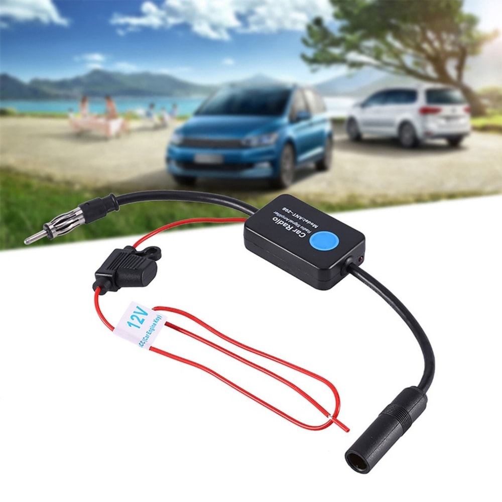 Car Antenna Radio FM Booster Amp, Universal Practical FM Signal Amplifier & Anti-Interference Automobile Parts