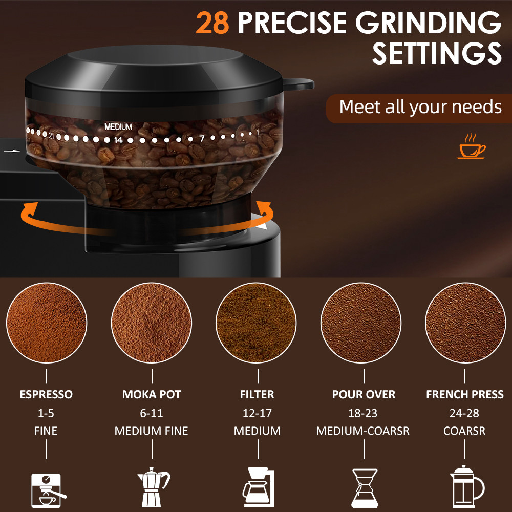 Electric Automatic Burr Mill Coffee Grinder With Adjustable Grind Settings Precision Coffee Bean Gr 1