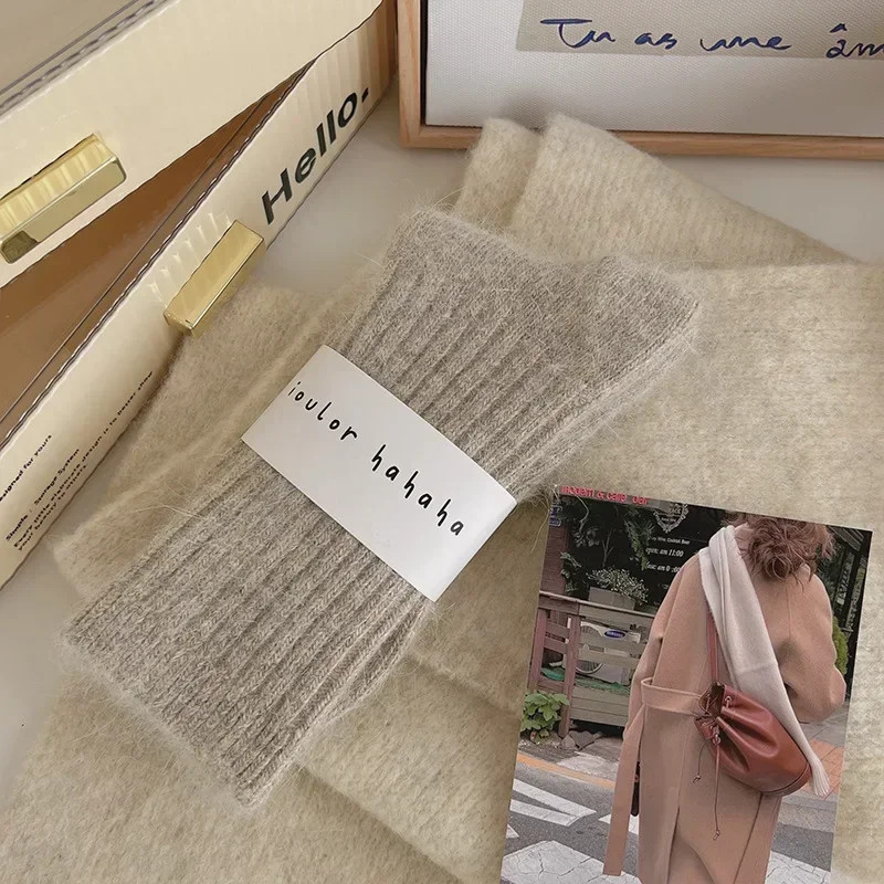 Womens Cashmere Wool Blend Winter Socks, Thick Warm Harajuku Style Solid Color Long Thermal Fashion Sox for Ladies