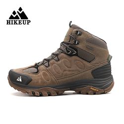 high-top men hiking boot, winter outdoor shoes, non-slip trekking boots, warm suede sports casual lace-up footwear