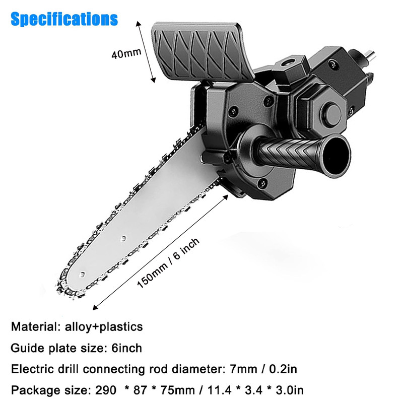 Home Portable Mini Chainsaw Electric Drill Conversion Electric Chain Saw Adapter Tool For Easy Wood 1