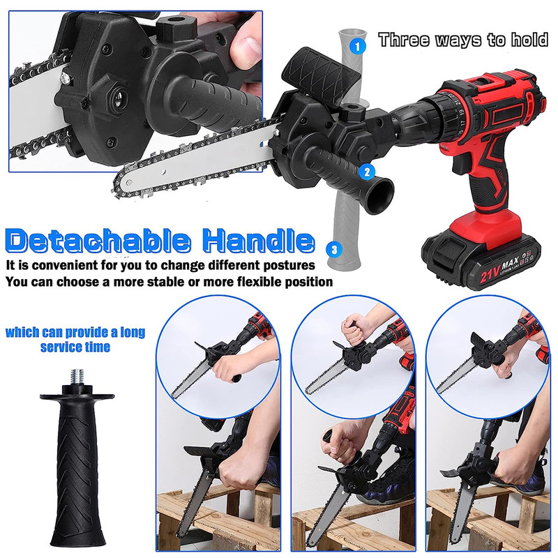 Home Portable Mini Chainsaw Electric Drill Conversion Electric Chain Saw Adapter Tool For Easy Wood 4
