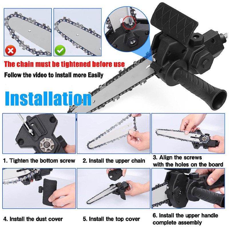 Home Portable Mini Chainsaw Electric Drill Conversion Electric Chain Saw Adapter Tool For Easy Wood 5
