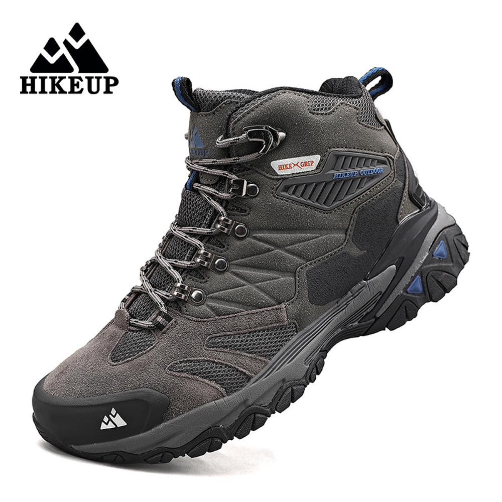 HIKEUP Winter Boot Men Suede High Top Hiking Boots Outdoor Trekking Shoes Rainproof Tactical Combat 2