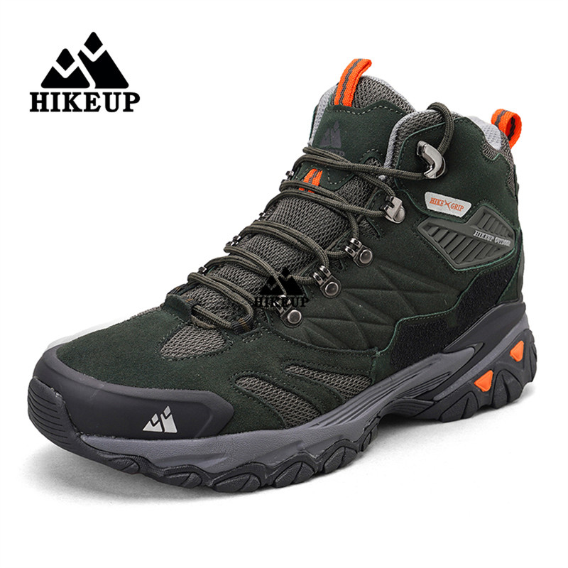 HIKEUP Winter Boot Men Suede High Top Hiking Boots Outdoor Trekking Shoes Rainproof Tactical Combat 4
