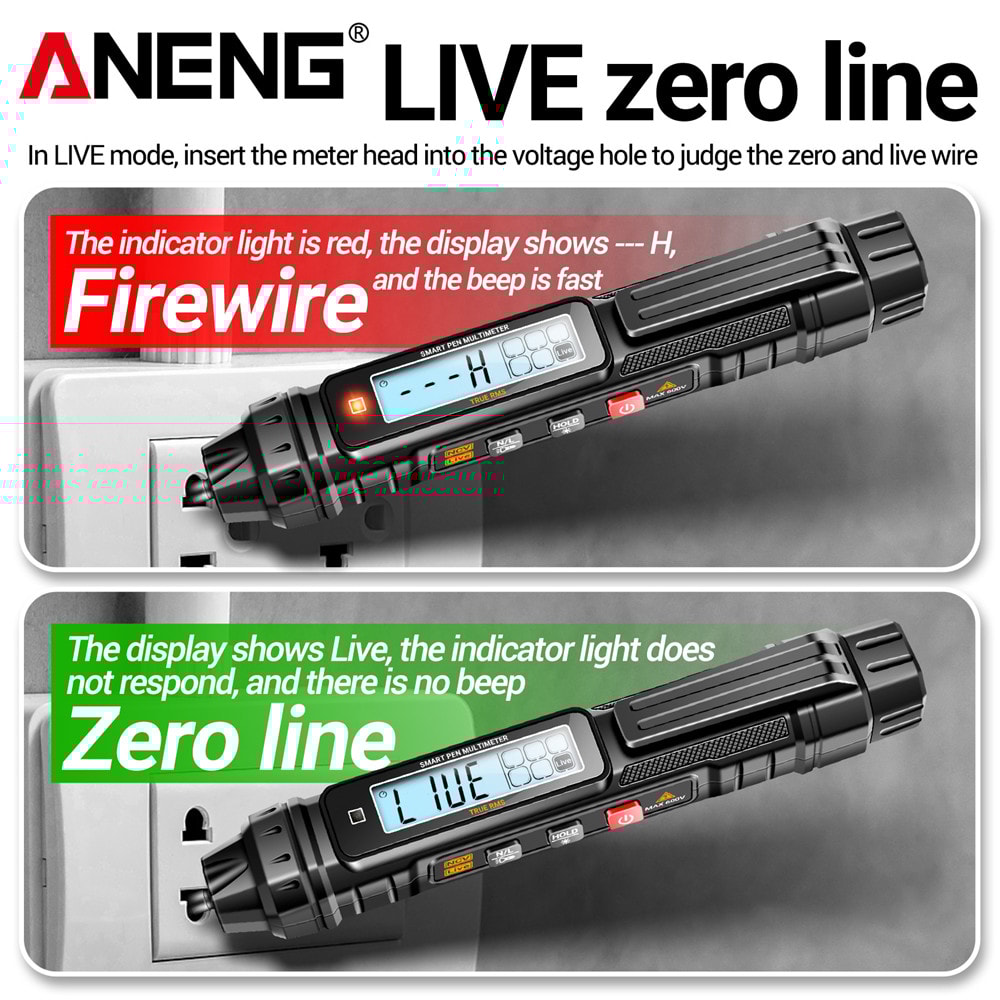 Professional ANENG Digital Multimeter Pen Counts AutoRanging Meter NonContact ACDC Voltage Ohm Diod 1