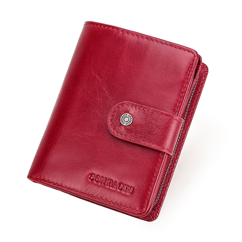Genuine Leather RFID Wallet For Men Vintage Short Wallet With Coin Pocket Card Holders Zipper Pock 6