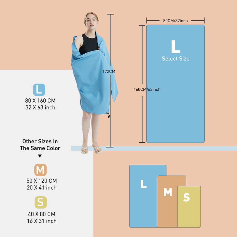 Lightweight Microfiber Towel Quick Dry Sports Travel Beach Towel Sandproof Soft Absorbent Towel For 2