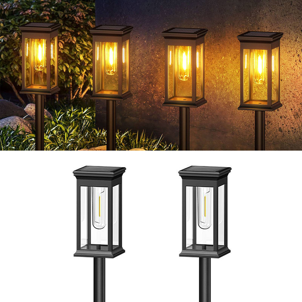Solar Lights Warm White, Super Bright Outdoor Yard, Pathway & Garden Walkway Lights