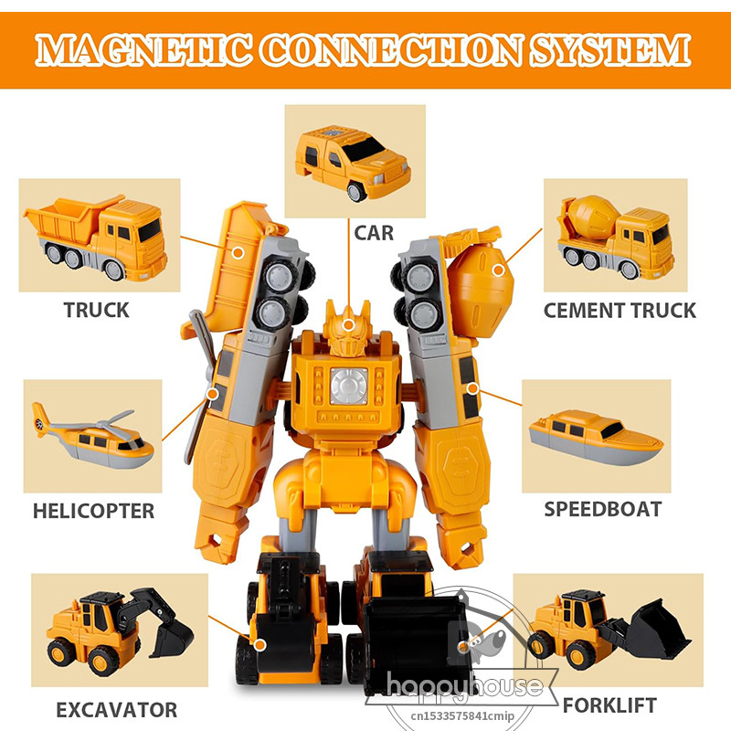 Transforming Robot Car Toy Magnetic Transform Engineering Car Assembled Toys Magnetic Blocks For K 3