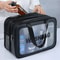 Portable DryWet Separation Double Transparent PU Makeup Bag Travel Cosmetic Organizer Washing Bag 0