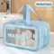 Portable DryWet Separation Double Transparent PU Makeup Bag Travel Cosmetic Organizer Washing Bag 7