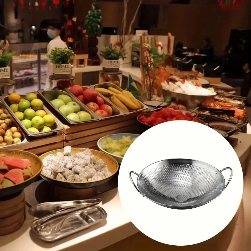 Stainless Steel Honeycomb Skillet Non-Stick, Scratch-Resistant Frying Pan with Handle for Pasta, Steak, Ramen