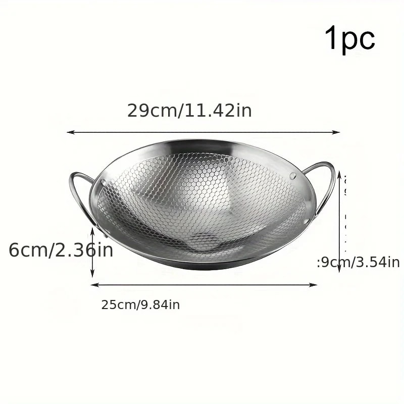 Stainless Steel Honeycomb Skillet Non-Stick, Scratch-Resistant Frying Pan with Handle for Pasta, Steak, Ramen