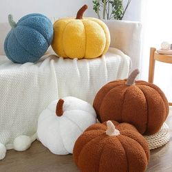 decorative cushion plush nordic ins sofa backrest, cute orange pumpkin pillow for living room & home decoration