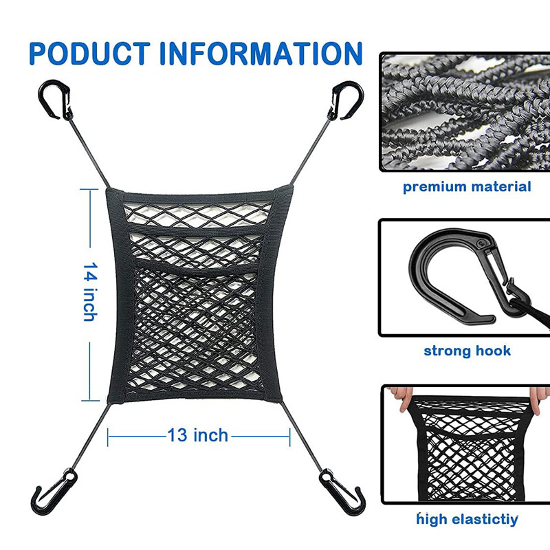 Stretchable Car Storage Net Bag Between Seats, Pet Barrier Divider & Elastic Mesh Bag Organizer for Auto Accessories