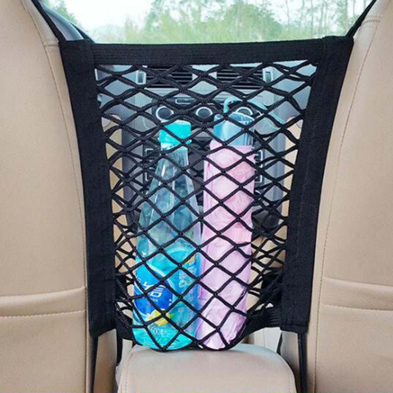 Stretchable Car Storage Net Bag Between Seats, Pet Barrier Divider & Elastic Mesh Bag Organizer for Auto Accessories
