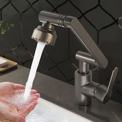 universal rotating faucet with robotic arm, dual mode hot and cold wash basin sink for kitchen & bathroom