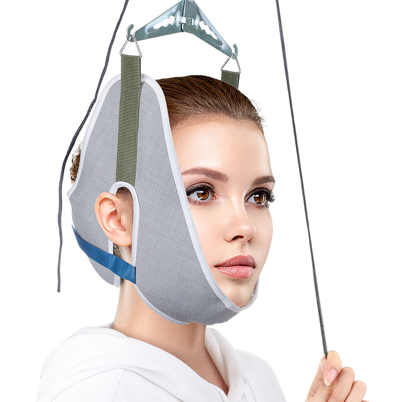 Adjustable Over Door Hanging Neck Traction Kit with Cushion Belt Brace, Cervical Correction Stretcher & Head Massager
