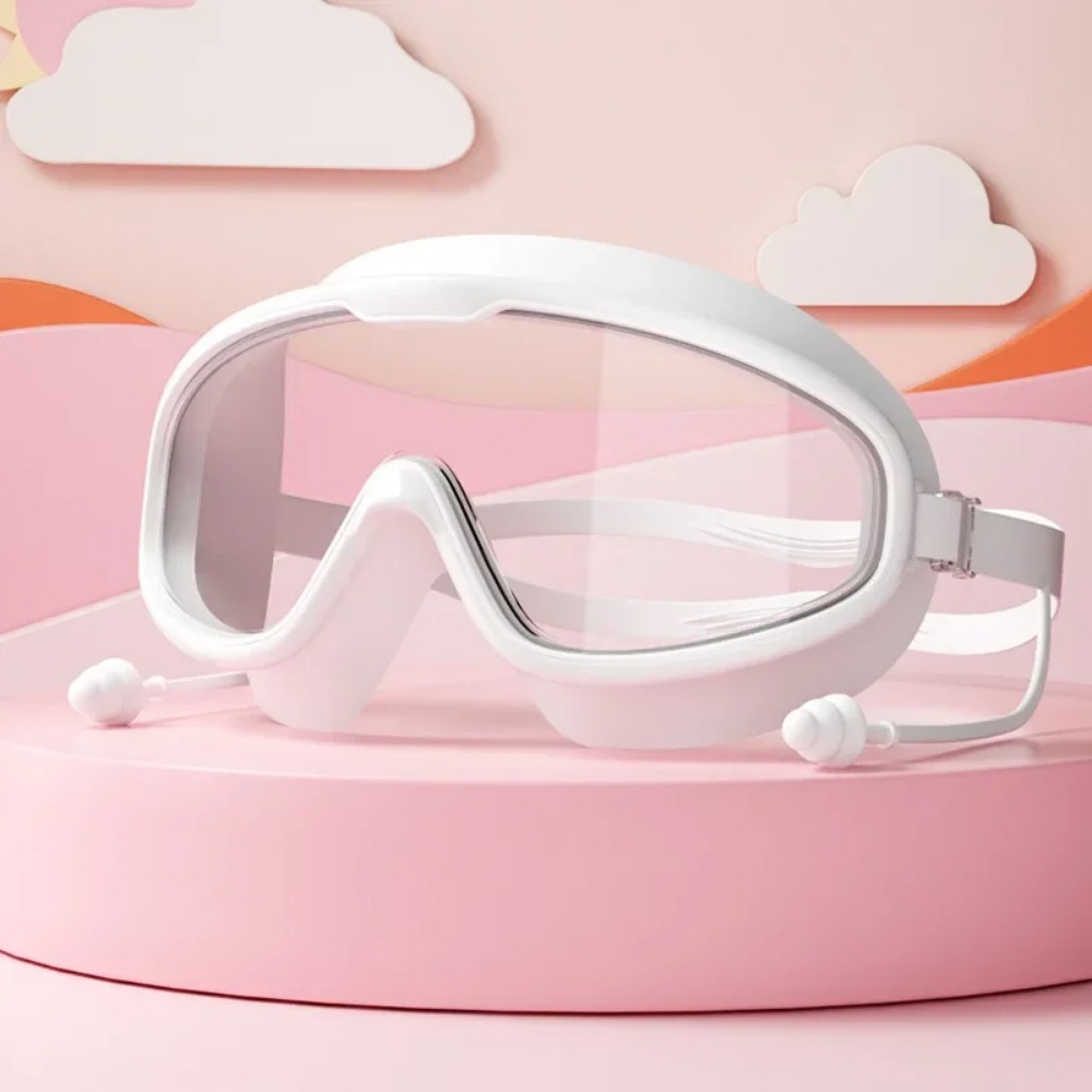 Swimming Goggles Silicone, Big Frame Swim Glasses with Earplugs for Men, Women, Professional HD Anti-Fog Eyewear