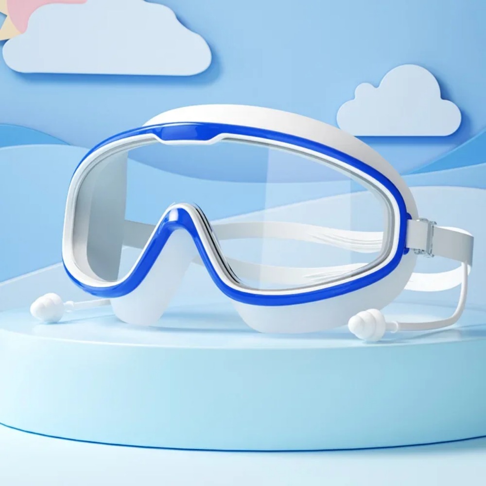 Swimming Goggles Silicone, Big Frame Swim Glasses with Earplugs for Men, Women, Professional HD Anti-Fog Eyewear
