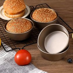 4 inch carbon steel cake pan mold, mini round tart & cheesecake pan for air fryer, oven, diy bakery bread jelly pudding