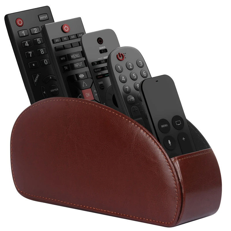 Premium Leather Remote Control Holder With Compartments Remote Control Box Desktop Organizer For Me 0