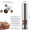 Electric Salt Pepper Grinder Set One Handed Operation Stainless Steel Spice Mill With LED Light Adj 5