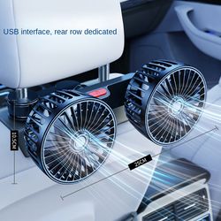 dual head car fan speed car seat back cooling fan usb rechargeable rotatable neck cooler for summer driving comfort
