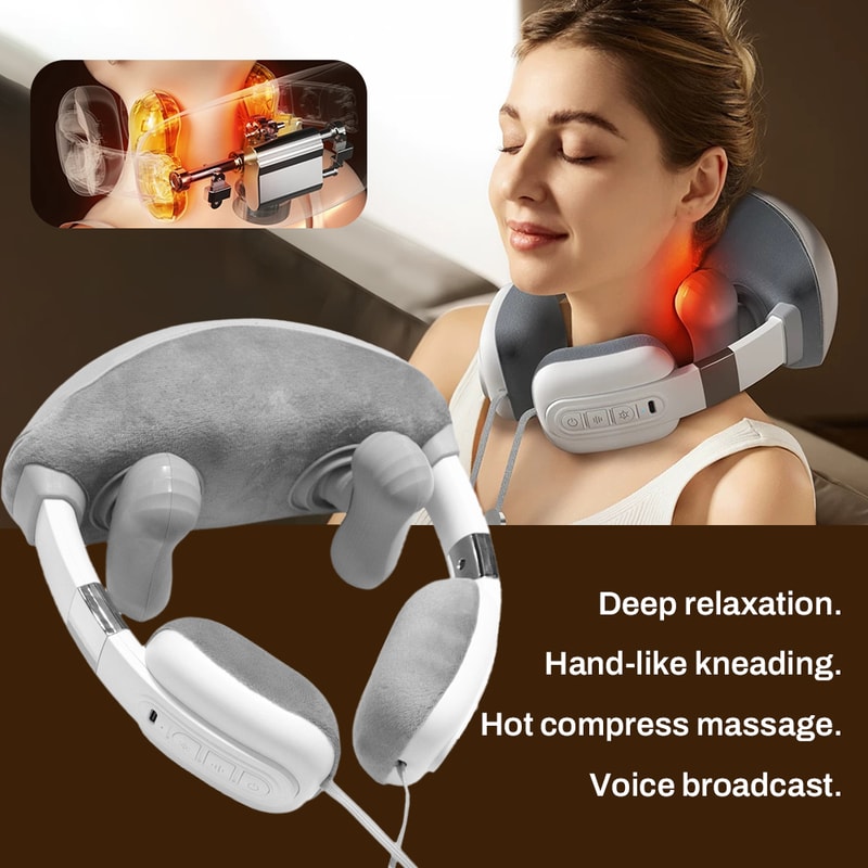 Fully Wrapped Shoulder & Neck Massage Shawl, Simulated Finger Multifunctional Massager with Adjustable Gears, Heating