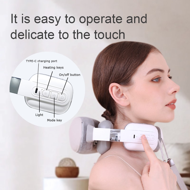 Fully Wrapped Shoulder & Neck Massage Shawl, Simulated Finger Multifunctional Massager with Adjustable Gears, Heating