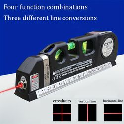 multipurpose laser level kit, easy to use cross line laser tool with standard level & measure tape ruler