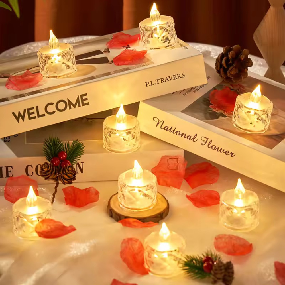 Romantic Crystal Flameless LED Candles Transparent Electronic Night Lamps For Home Wedding Party V 0